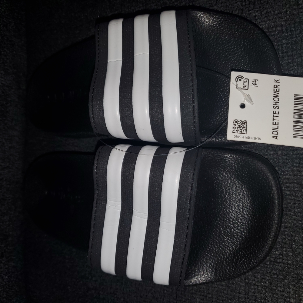 Adidas Black and White Slide Sandals -New